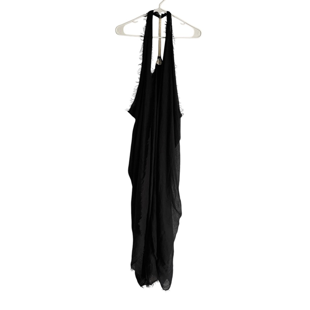 Pool To Party Multi Wear Swim Cover Up Black Frayed Edge One Size